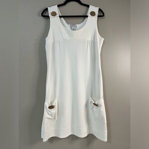 Exclusively for Casual Living Simple Creme Tank Dress w Pockets size Medium